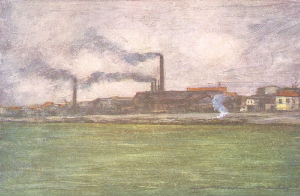 PARIS. Factory Chimneys 1909 old antique vintage print picture